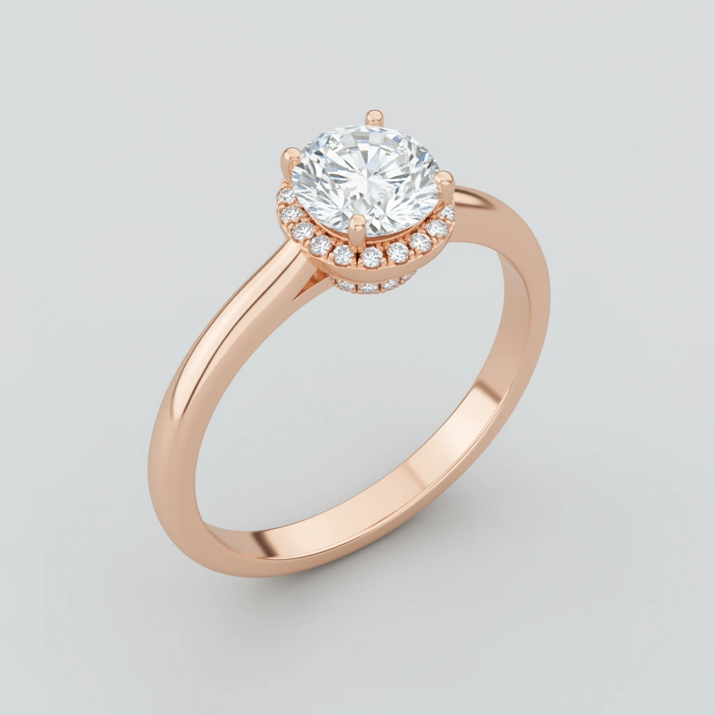 Aurora • Hidden Halo • Emerald • 14K Rose Gold