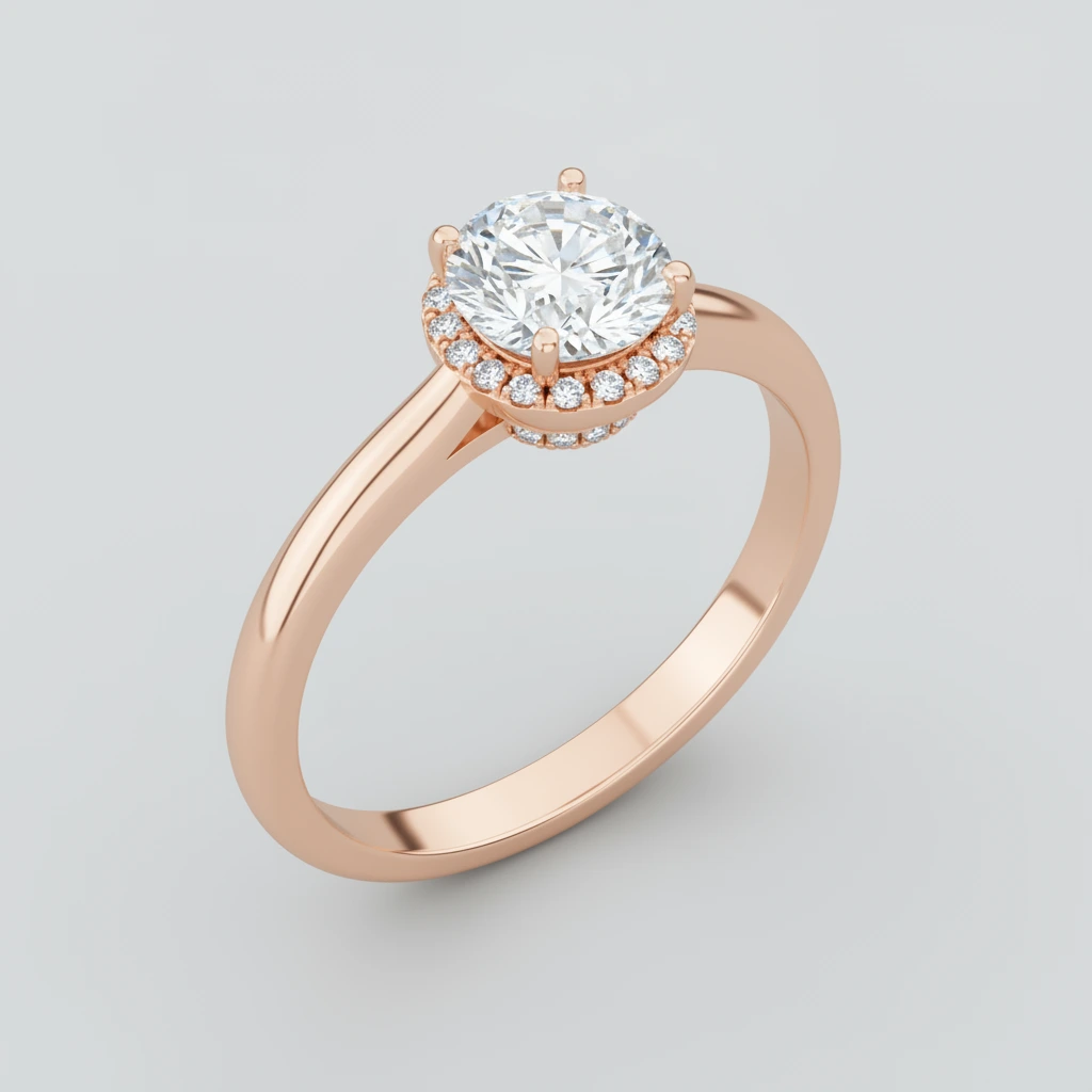 Aurora • Hidden Halo • Pear • 14K Rose Gold