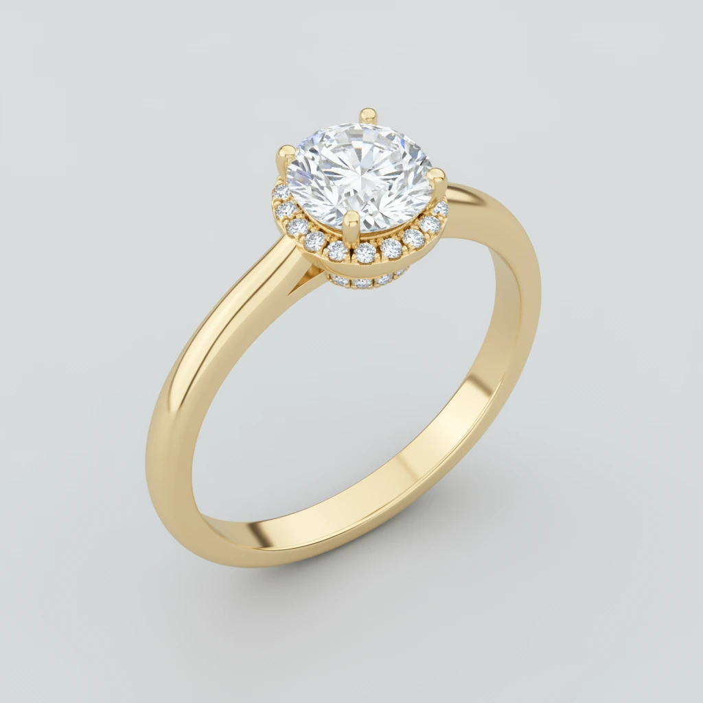 Aurora • Hidden Halo • Pear • 9K Yellow Gold