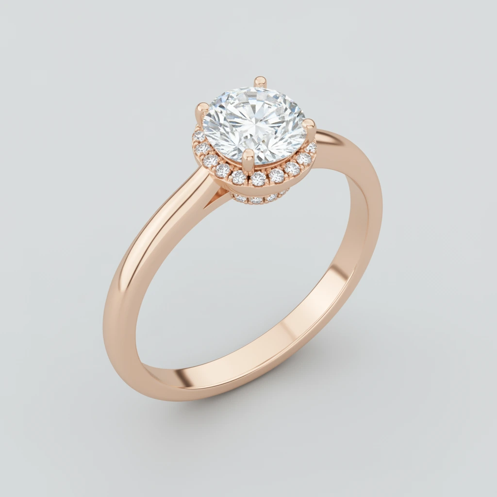 Aurora • Hidden Halo • Round • 14K Rose Gold