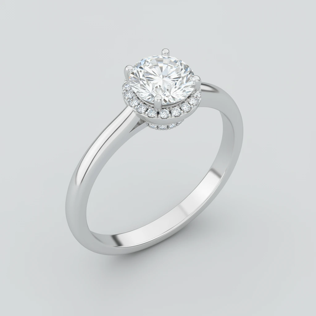 Aurora • Hidden Halo • Round • 18K White Gold