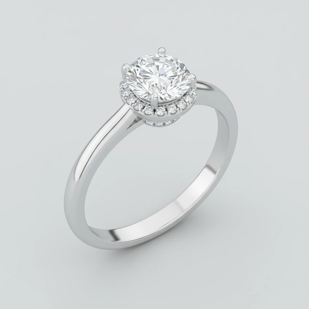Aurora • Hidden Halo • Round • 9K White Gold