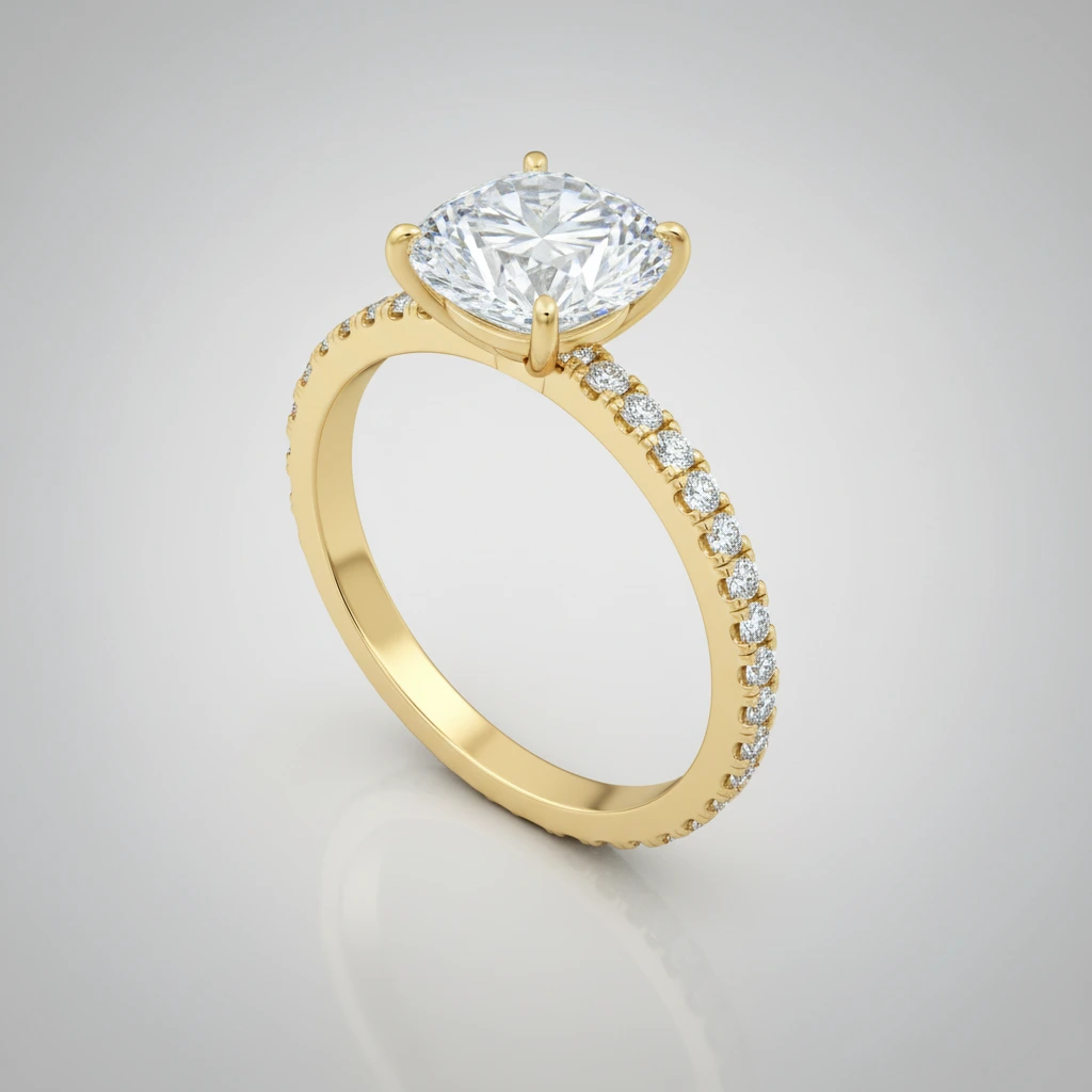 Lustre • Solitaire • Round • 18K Yellow Gold