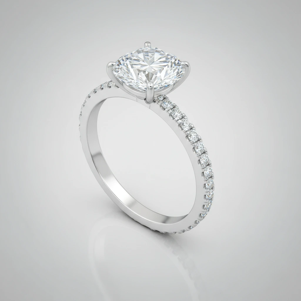 Lustre • Solitaire • Round • 9K White Gold