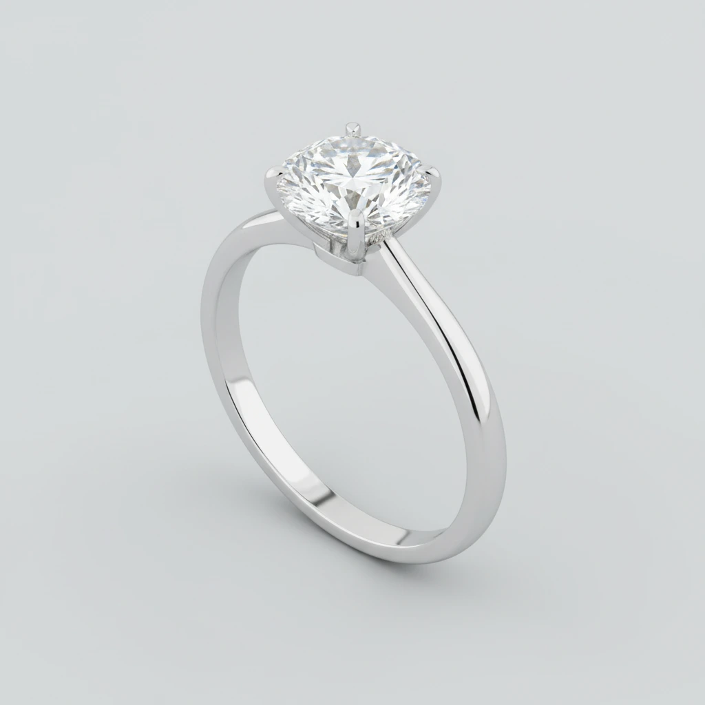 Sophia • Solitaire • Round • 9K White Gold