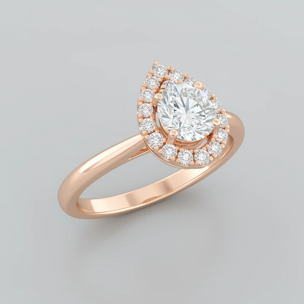 Valentina • Hidden Halo • Pear • 14K Rose Gold