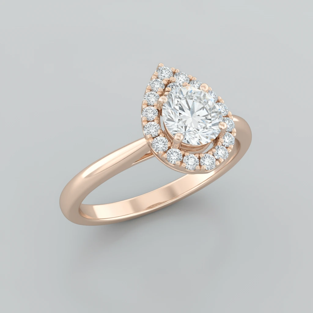 Valentina • Hidden Halo • Pear • 9K White Gold
