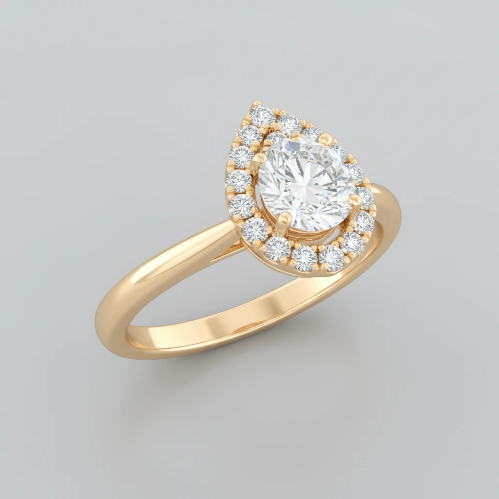 Valentina • Hidden Halo • Pear • 9K Yellow Gold